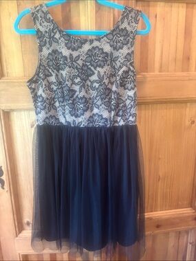 American Rag Black Lace Bodice black Tulle Skirt Dress
